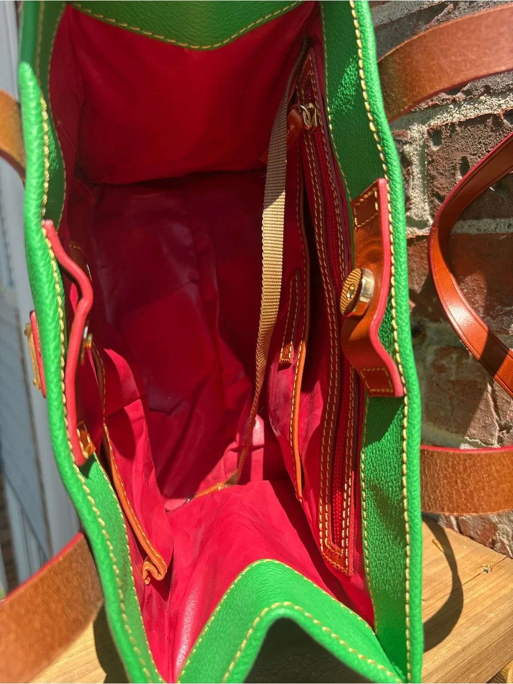Dooney & Bourke vintage vibrant green leather shopper tote handbag - Picture 11 of 11